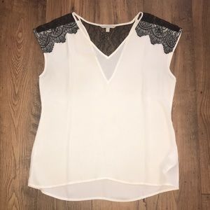 Banana Republic cream/black lace blouse